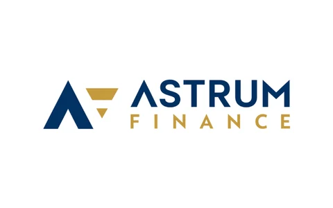 Logo da Astrum Finance na versão horizontal: o símbolo AF à esquerda do nome.